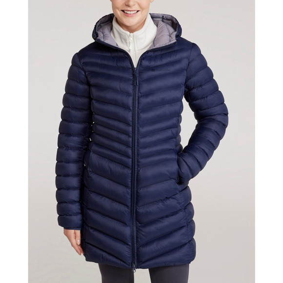Mountain Warehouse Womens Full Zip Blue Florence Puffer Padded Long Jacket Sz 4 - Picture 1 of 14